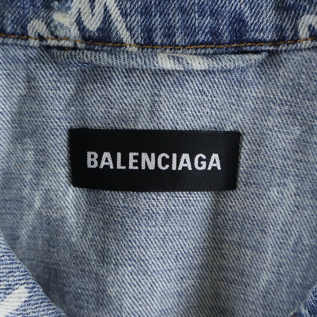 BALENCIAGA(バレンシアガ) 22SS ALLOVER LOGO オールオーバーロゴデニムジャケット 681690 TJW90 インディゴ