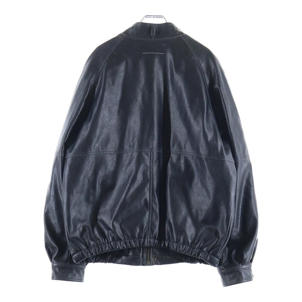 MM6 Maison Margiela(エムエムシックスメゾンマルジェラ) SPORTS JACKET ラグランスリーブ フェイクレザージャケット ブラック SH2AM0053-M35455