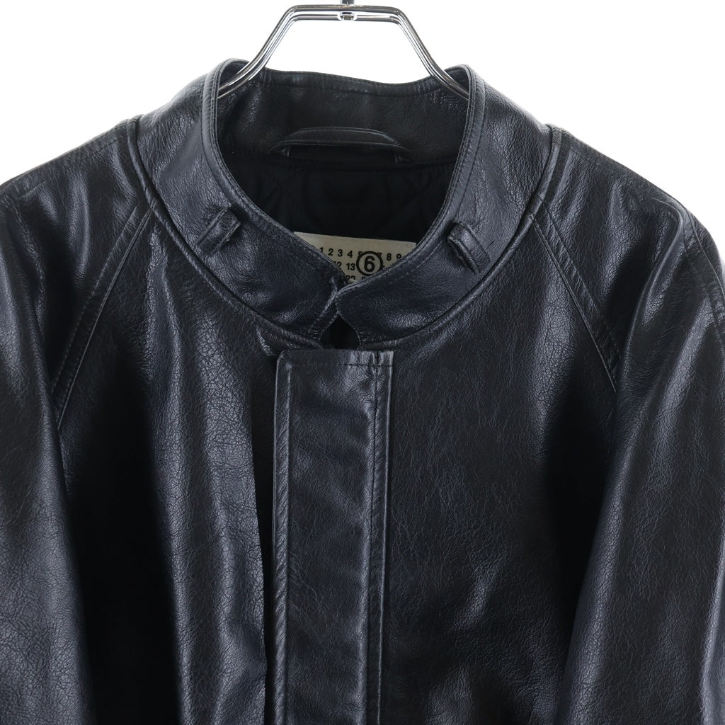 MM6 Maison Margiela(エムエムシックスメゾンマルジェラ) SPORTS JACKET ラグランスリーブ フェイクレザージャケット ブラック SH2AM0053-M35455