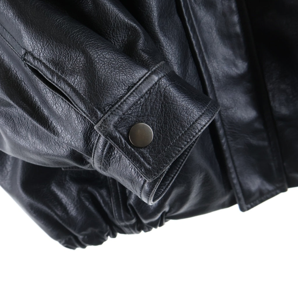 MM6 Maison Margiela(エムエムシックスメゾンマルジェラ) SPORTS JACKET ラグランスリーブ フェイクレザージャケット ブラック SH2AM0053-M35455