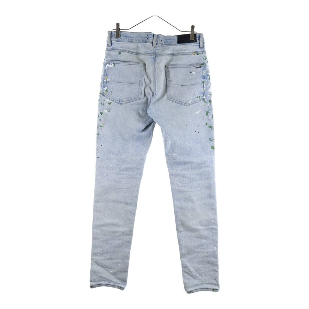 AMIRI(アミリ) クラッシュ加工 ペイズリー バンダナ スキニーデニムパンツ ジーンズ インディゴ