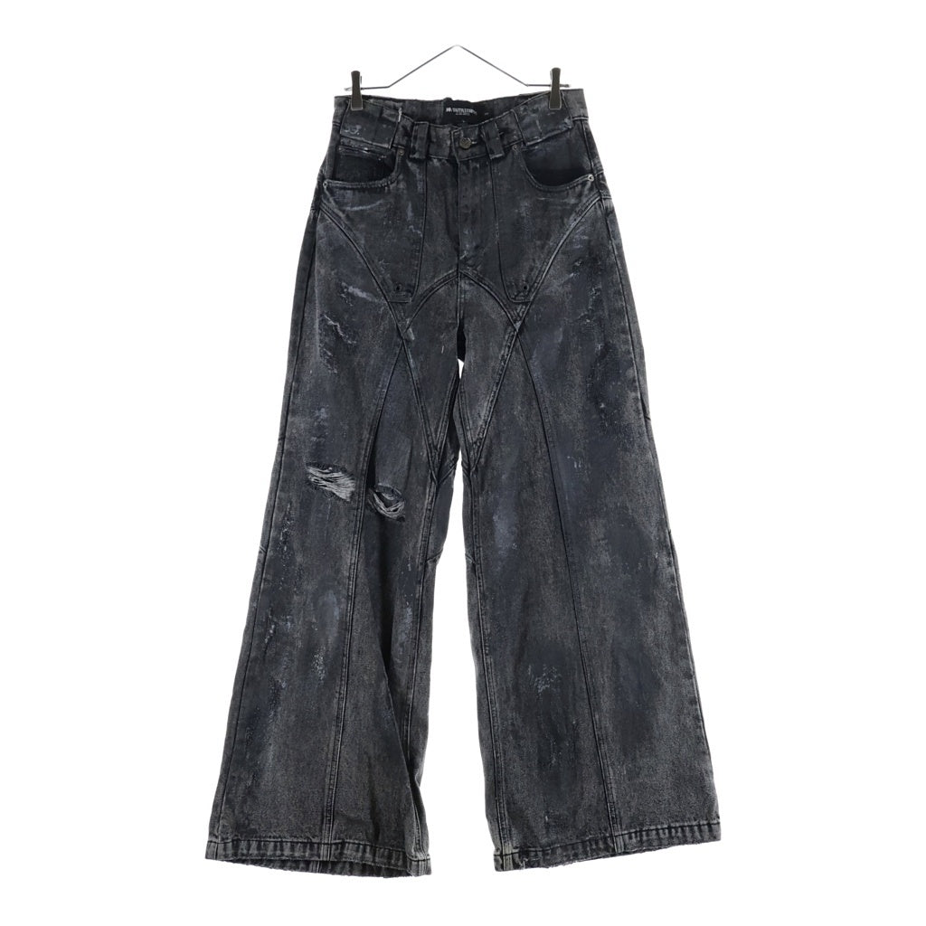 NO/FAITH STUDIOS(ノーフェイスストゥディオス) ATELIER DUNE DENIM ダメージ加工ウォッシュドワイドデニムパンツ ブラック