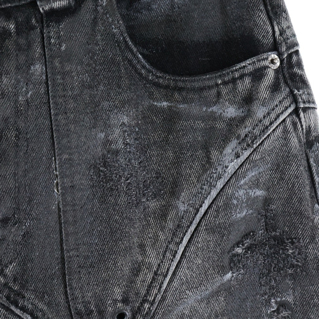 NO/FAITH STUDIOS(ノーフェイスストゥディオス) ATELIER DUNE DENIM ダメージ加工ウォッシュドワイドデニムパンツ ブラック