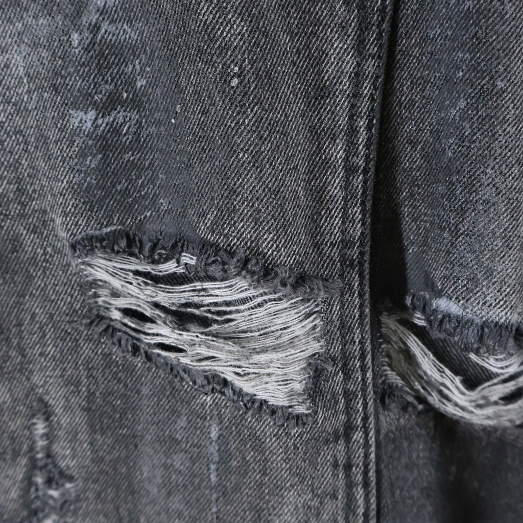 NO/FAITH STUDIOS(ノーフェイスストゥディオス) ATELIER DUNE DENIM ダメージ加工ウォッシュドワイドデニムパンツ ブラック