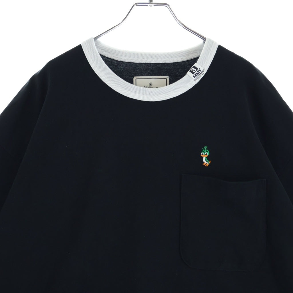 MAISON MIHARAYASUHIRO(メゾンミハラヤスヒロ) 25SS Leon Embroidery Ringer T-shirt レオン エンブロイダリー クルーネック半袖リンガーTシャツカットソー ブラック J14TS771