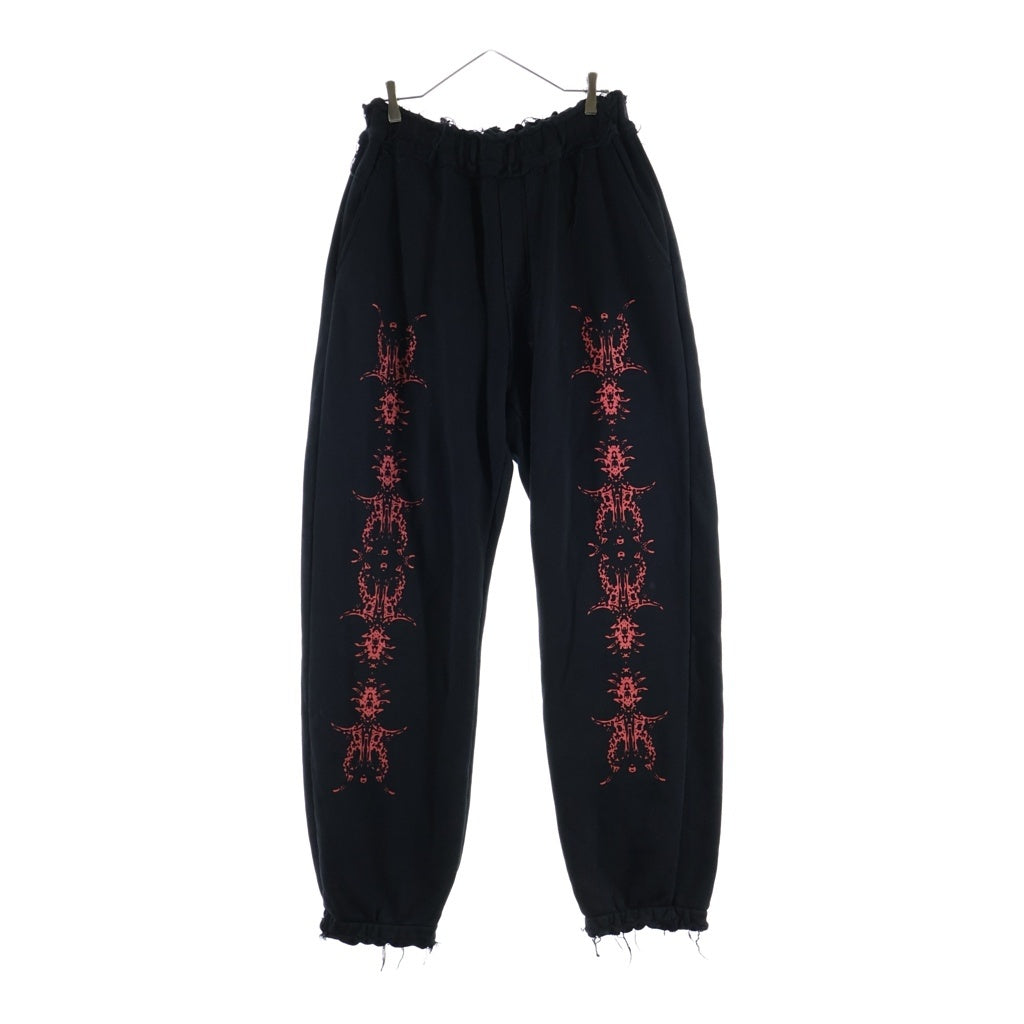 THUG CLUB(サグクラブ) 24SS Dragon Sweat Pant ドラゴンプリント ダメージ加工 スウェットパンツ ブラック TC24PT1502