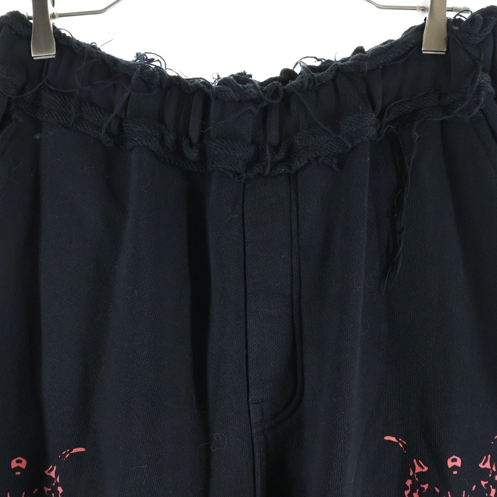 THUG CLUB(サグクラブ) 24SS Dragon Sweat Pant ドラゴンプリント ダメージ加工 スウェットパンツ ブラック TC24PT1502