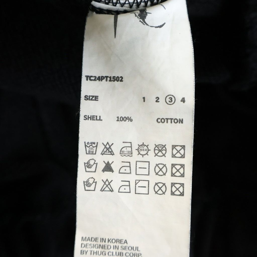 THUG CLUB(サグクラブ) 24SS Dragon Sweat Pant ドラゴンプリント ダメージ加工 スウェットパンツ ブラック TC24PT1502