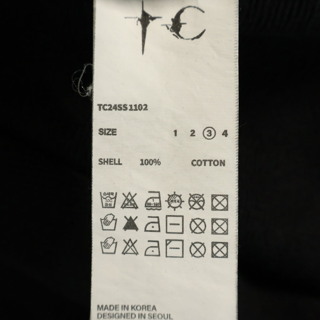 THUG CLUB(サグクラブ) 24SS Dragon Stud Zip-Up Hoodie ドラゴンプリント ジップアップ長袖スウェットパーカー フーディ ブラック TC24SS1102