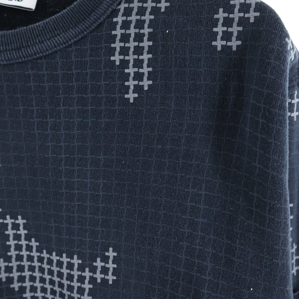 STONE ISLAND(ストーンアイランド) Check Grid Sweatshirt チェック柄 ロゴ刺繍ワッペン クルーネック長袖スウェットトレーナー ブラック 6715635E2