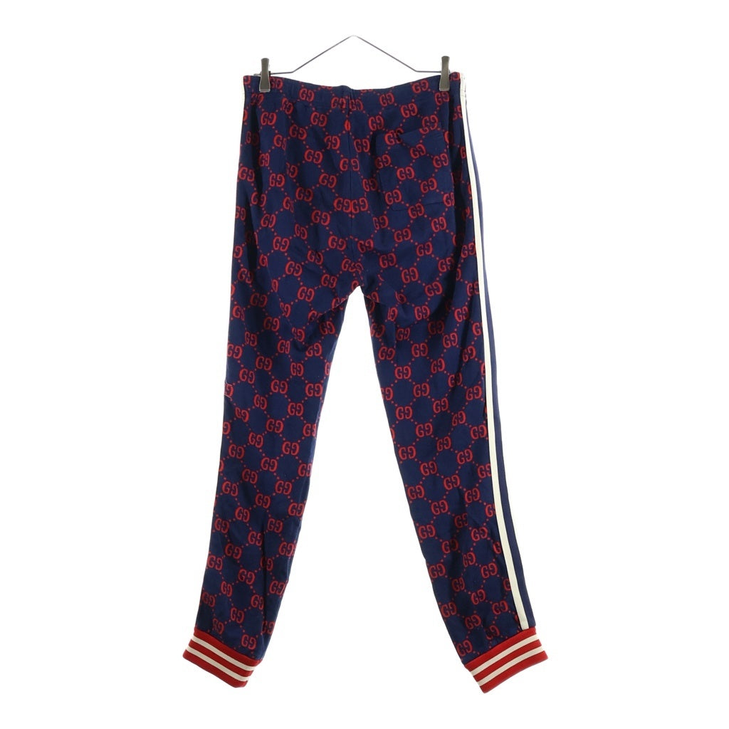GUCCI(グッチ) Jacquard Sweat Pants GGジャガード 総柄スウェットパンツ ネイビー/レッド 496920