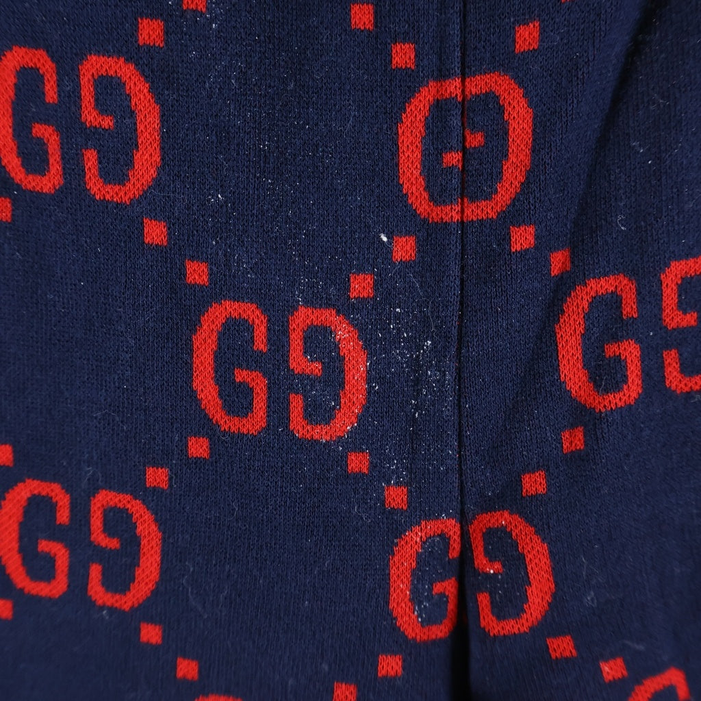 GUCCI(グッチ) Jacquard Sweat Pants GGジャガード 総柄スウェットパンツ ネイビー/レッド 496920
