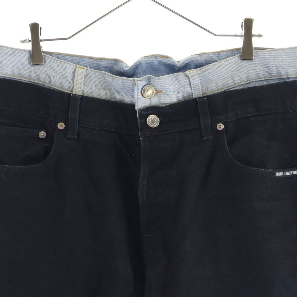 VTMNTS(ブイティーエムエヌティーエス) 23AW double waist straight jeans ダブルウエスト ストレートジーンズ デニム VL18PA450B ブラック