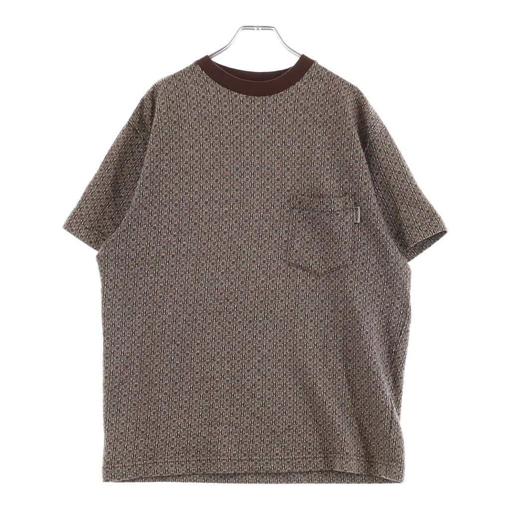 STUSSY(ステューシー) 90S OLD JACQUARD POCKET S/S T-SHIRT オールド ジャガード フロントポケット クルーネック半袖Tシャツカットソー ブラウン