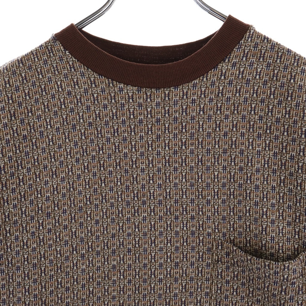 STUSSY(ステューシー) 90S OLD JACQUARD POCKET S/S T-SHIRT オールド ジャガード フロントポケット クルーネック半袖Tシャツカットソー ブラウン