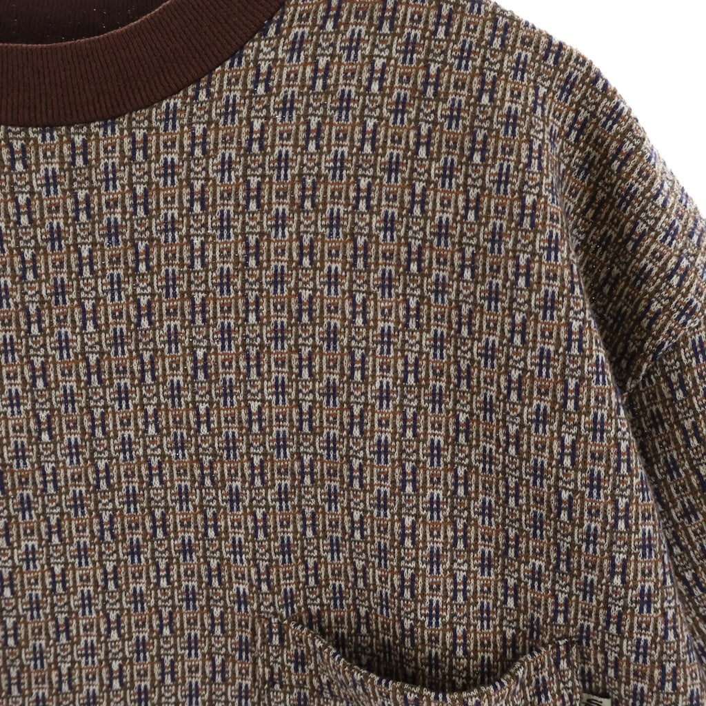 STUSSY(ステューシー) 90S OLD JACQUARD POCKET S/S T-SHIRT オールド ジャガード フロントポケット クルーネック半袖Tシャツカットソー ブラウン