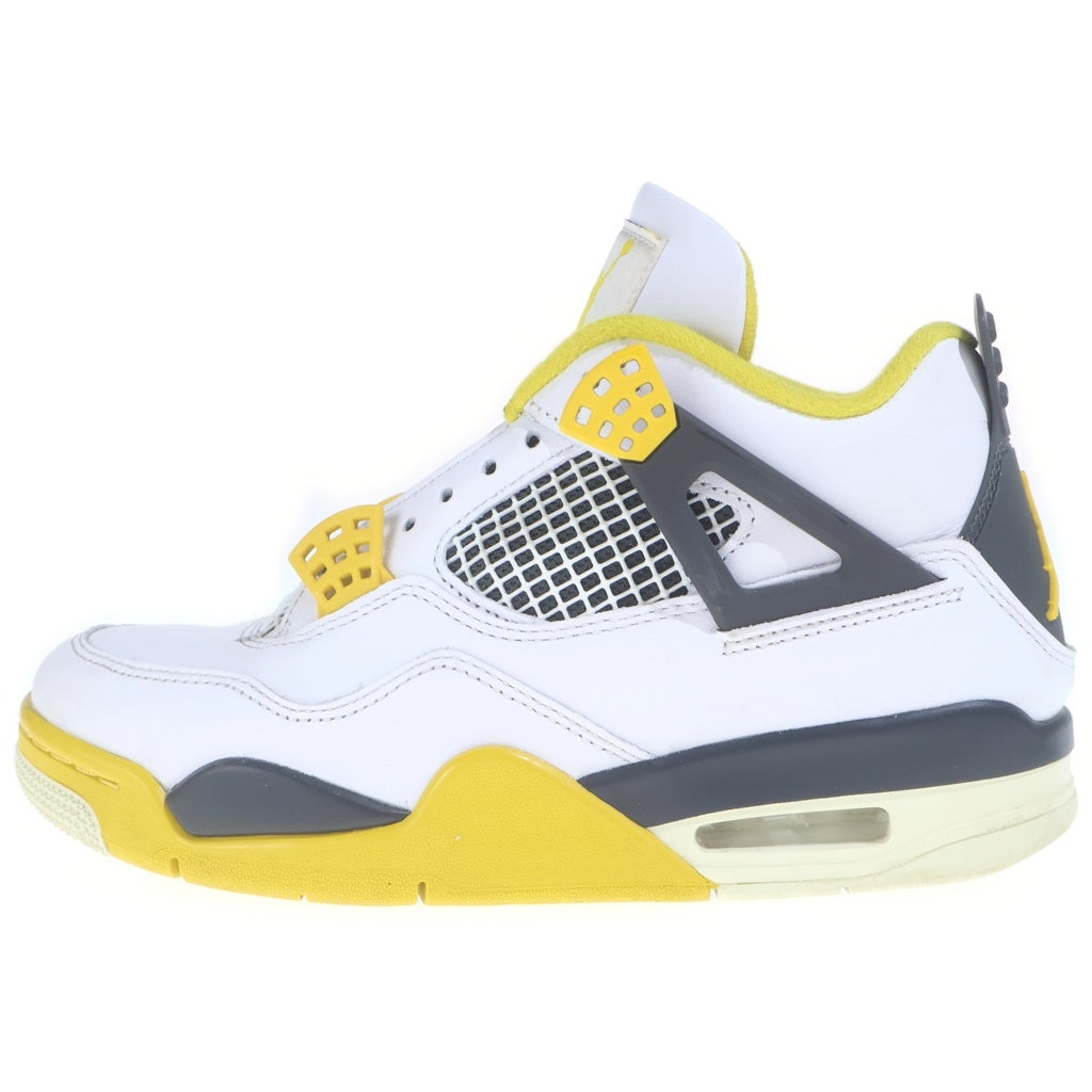 NIKE(ナイキ) Air Jordan 4 Retro Vivid Sulfur エアジョーダン4 レトロ ヴィヴィッドサルファー ハイカットスニーカー US7/24cm ホワイト/イエロー レディース AQ9129 101