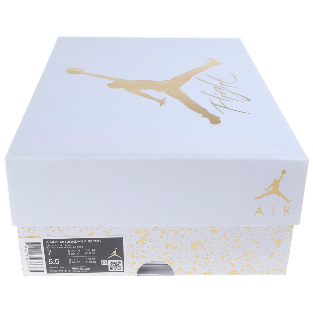 NIKE(ナイキ) Air Jordan 4 Retro Vivid Sulfur エアジョーダン4 レトロ ヴィヴィッドサルファー ハイカットスニーカー US7/24cm ホワイト/イエロー レディース AQ9129 101