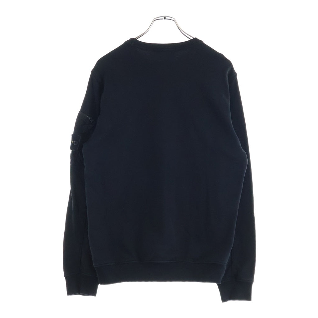 STONE ISLAND(ストーンアイランド) COTTON FLEECE アームポケット コットンクルーネック長袖スウェットトレーナー ブラック K1S156100003S0123