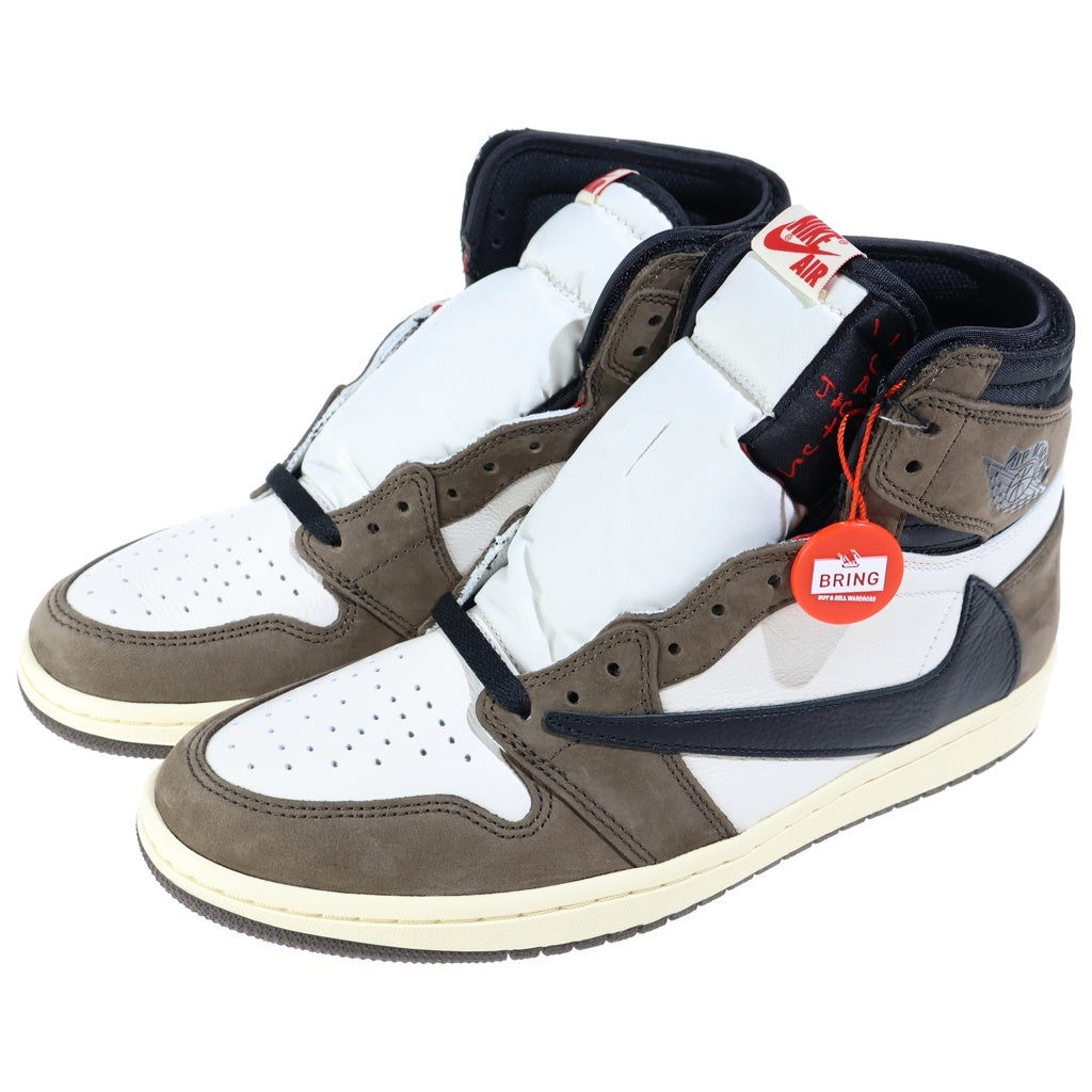 NIKE(ナイキ) ×TRAVIS SCOTT AIR JORDAN 1 HIGH OG TS SP トラヴィススコット エアジョーダン1 ハイカットスニーカー ブラウン/ホワイト US10/28cm CD4487-100