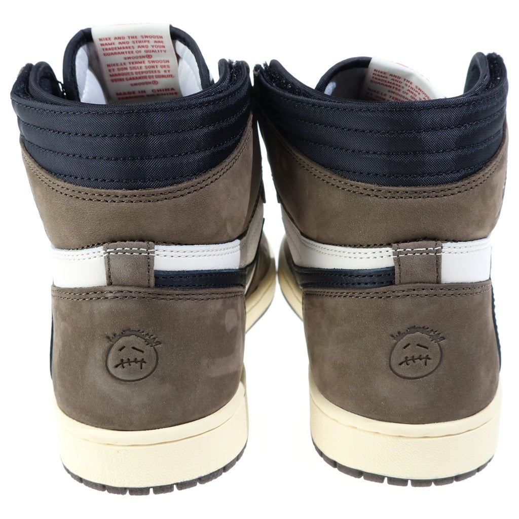 NIKE(ナイキ) ×TRAVIS SCOTT AIR JORDAN 1 HIGH OG TS SP トラヴィススコット エアジョーダン1 ハイカットスニーカー ブラウン/ホワイト US10/28cm CD4487-100