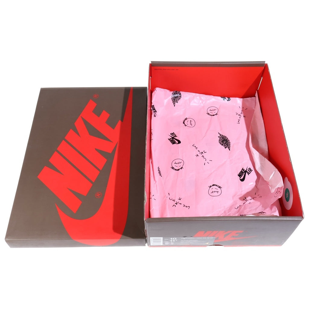 NIKE(ナイキ) ×TRAVIS SCOTT AIR JORDAN 1 HIGH OG TS SP トラヴィススコット エアジョーダン1 ハイカットスニーカー ブラウン/ホワイト US10/28cm CD4487-100