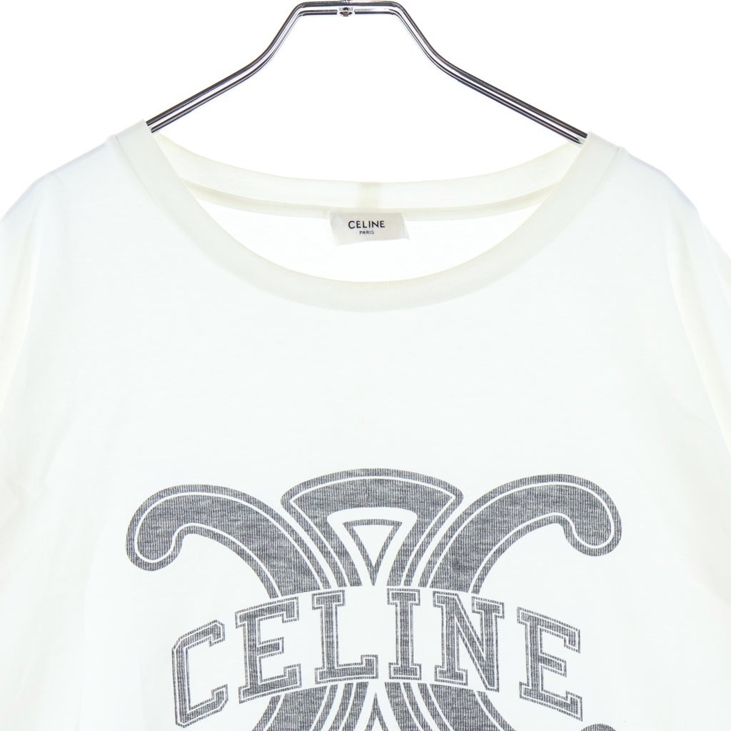CELINE(セリーヌ) トリオンフ ロゴプリント クルーネック半袖Tシャツカットソー ホワイト RX0BO671Q 01OB
