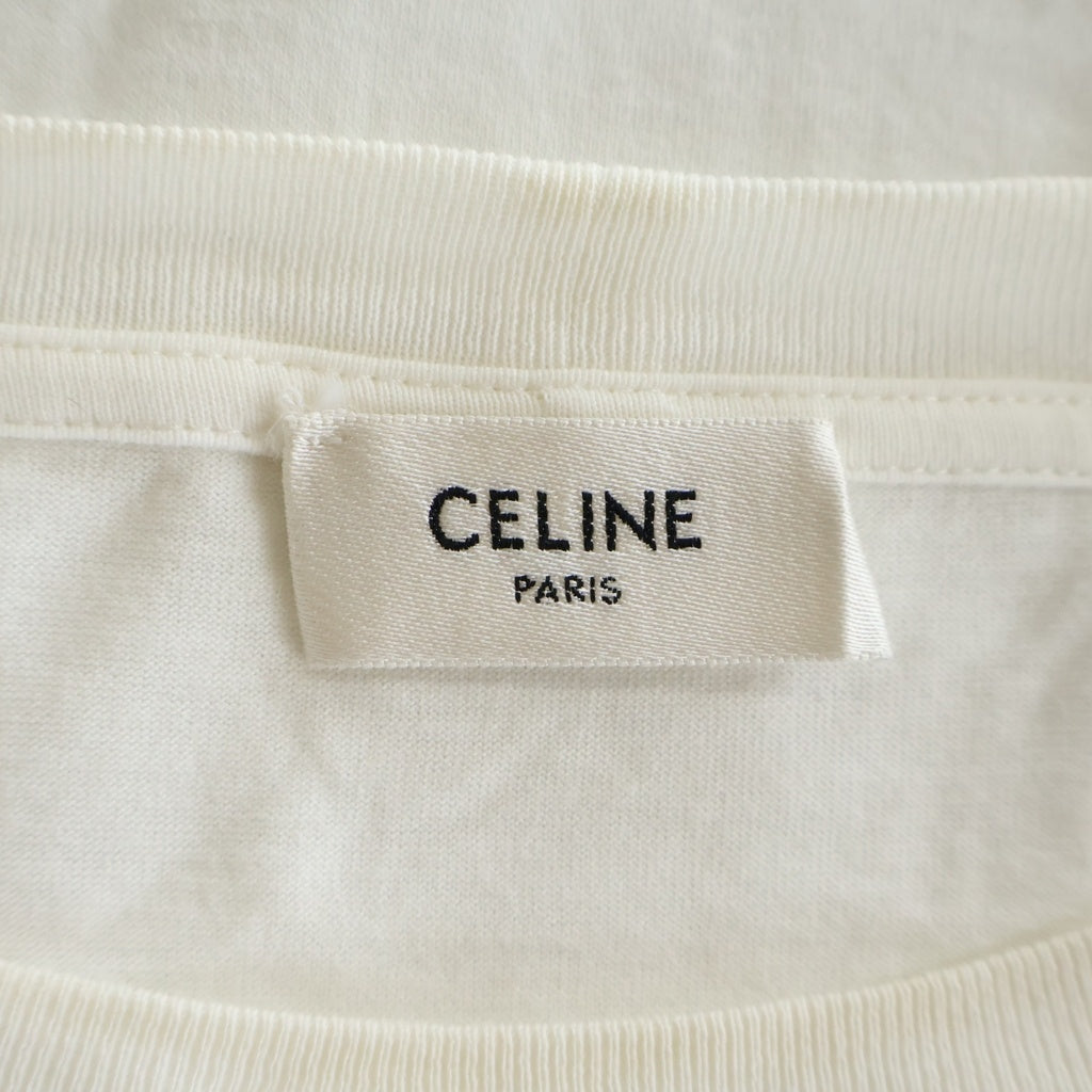 CELINE(セリーヌ) トリオンフ ロゴプリント クルーネック半袖Tシャツカットソー ホワイト RX0BO671Q 01OB