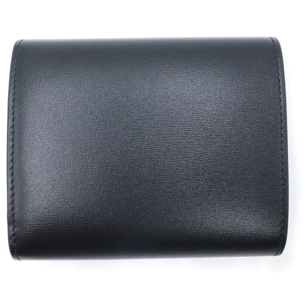 CELINE(セリーヌ) トリオンフ スモールフラップウォレット 二つ折り財布 キャンバス カーフ ブラック