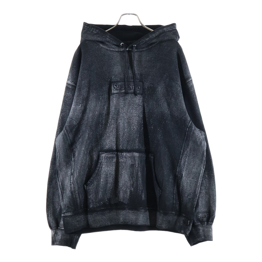 SUPREME(シュプリーム) 24SS ×MM6 Maison Margiela Foil Box Logo Hooded Sweatshirt エムエムシックスメゾンマルジェラ ボックスロゴ プルオーバーパーカー フーディー ブラック