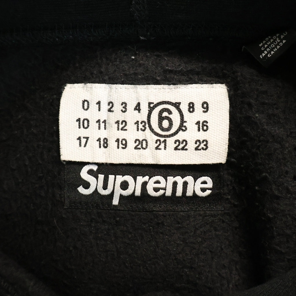 SUPREME(シュプリーム) 24SS ×MM6 Maison Margiela Foil Box Logo Hooded Sweatshirt エムエムシックスメゾンマルジェラ ボックスロゴ プルオーバーパーカー フーディー ブラック