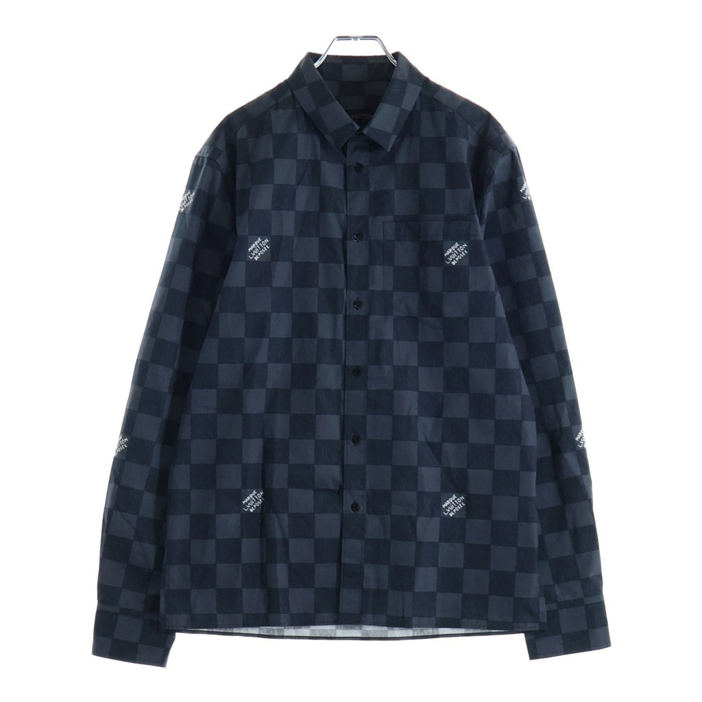 LOUIS VUITTON(ルイヴィトン) 21AW Damier Printed L/S Shirt ダミエプリント 長袖シャツ ブラック/グレー RM2129 IM6 HLS33W