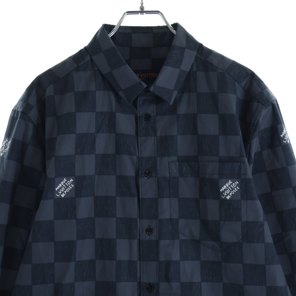 LOUIS VUITTON(ルイヴィトン) 21AW Damier Printed L/S Shirt ダミエプリント 長袖シャツ ブラック/グレー RM2129 IM6 HLS33W