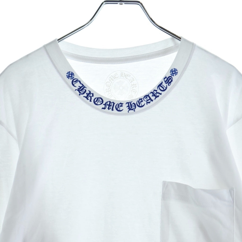 CHROME HEARTS(クロムハーツ) CH LS 1 ネックロゴ アームプリントクルーネック長袖Tシャツ ホワイト/ブルー