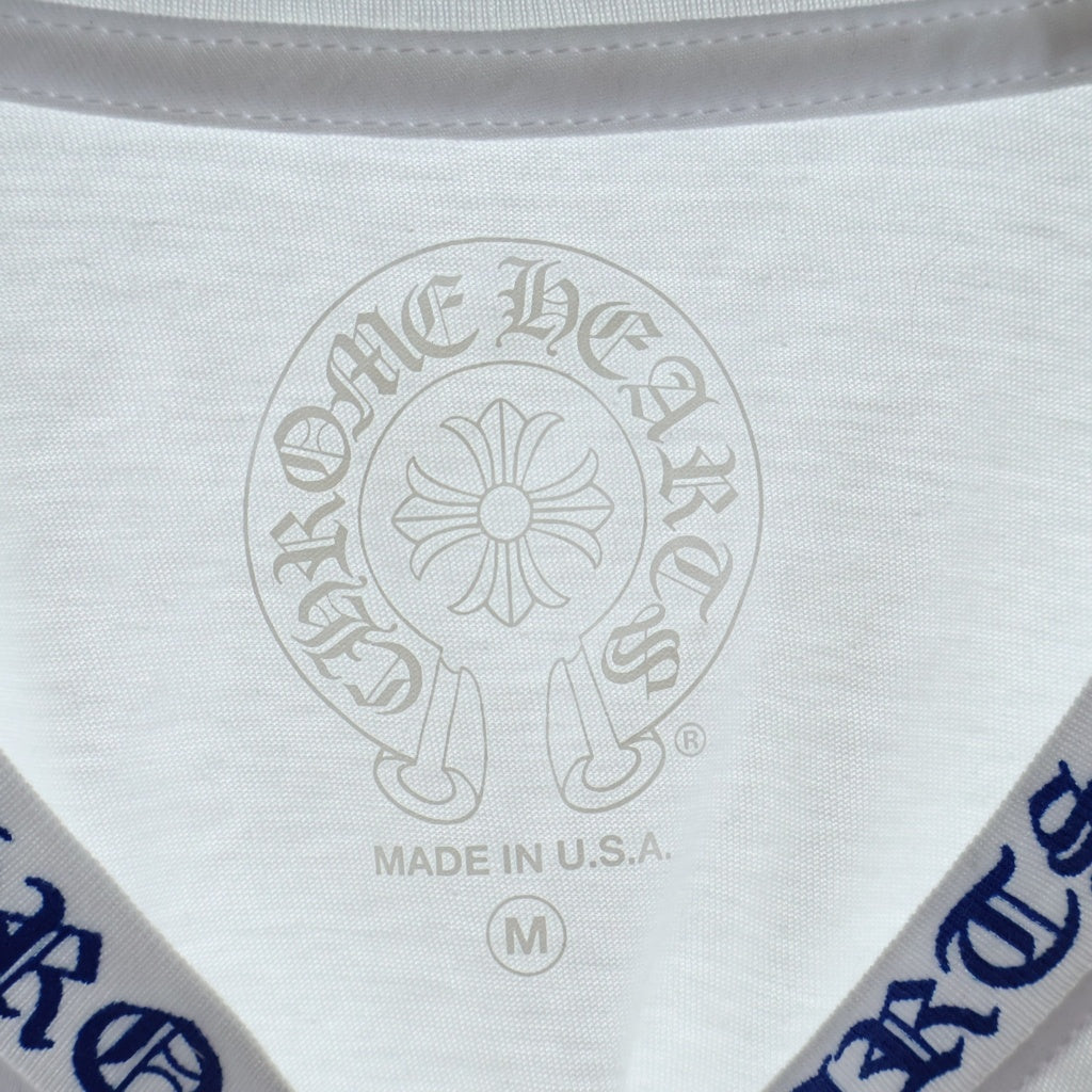 CHROME HEARTS(クロムハーツ) CH LS 1 ネックロゴ アームプリントクルーネック長袖Tシャツ ホワイト/ブルー