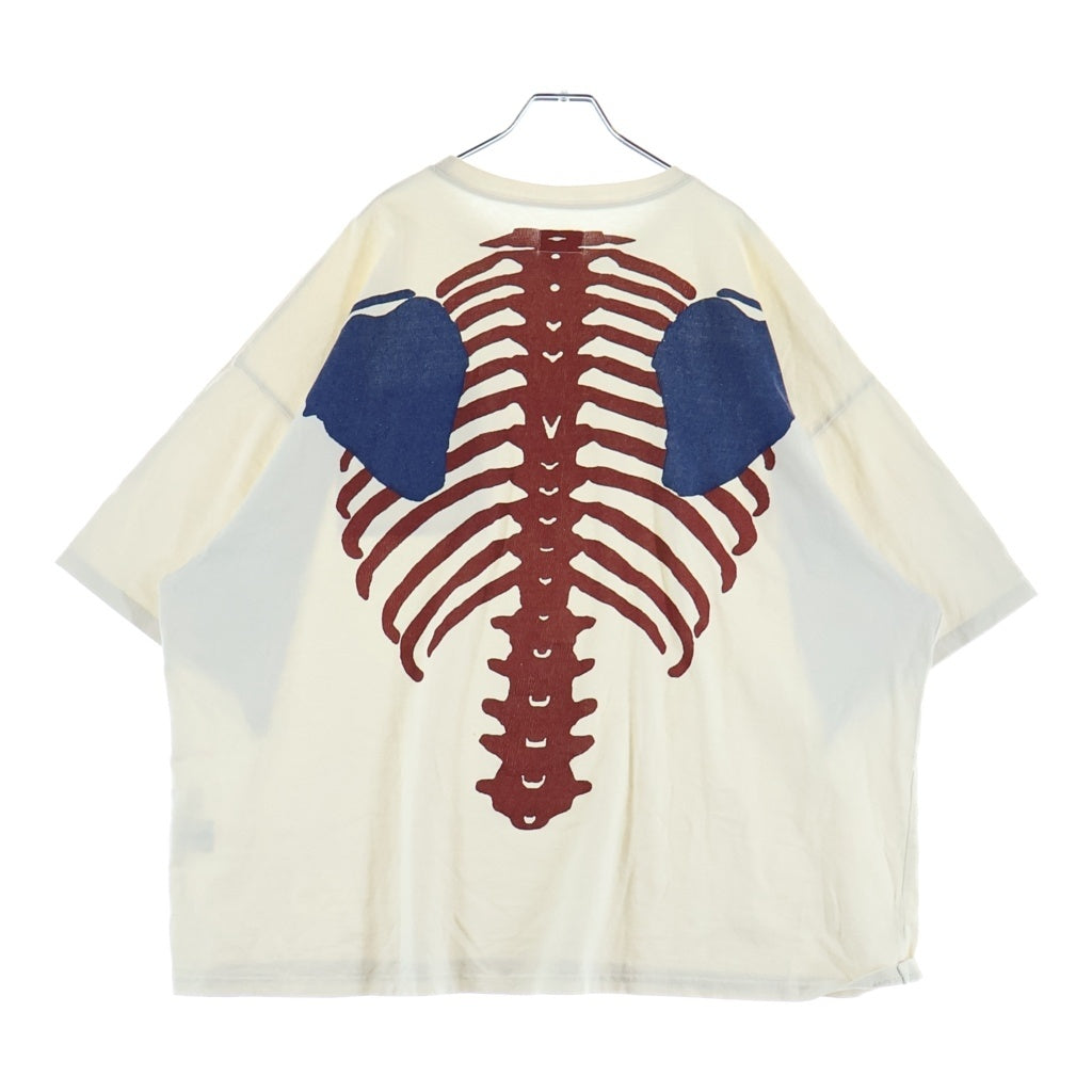 KAPITAL(キャピタル) 2TONE BONE TEE 天竺 2トーンバックボーンプリントクルーネック半袖Tシャツカットソー ホワイト EK-1112