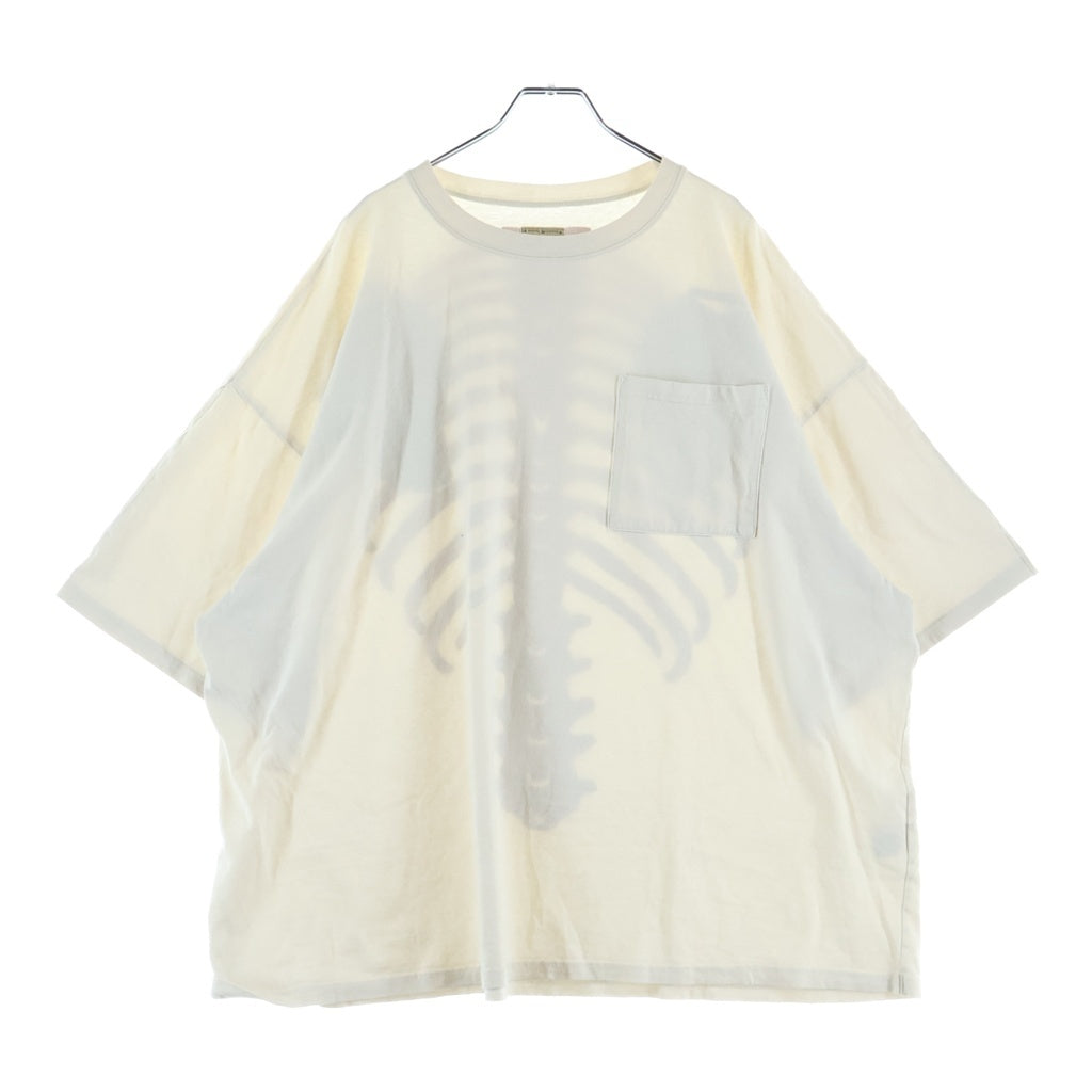 KAPITAL(キャピタル) 2TONE BONE TEE 天竺 2トーンバックボーンプリントクルーネック半袖Tシャツカットソー ホワイト EK-1112