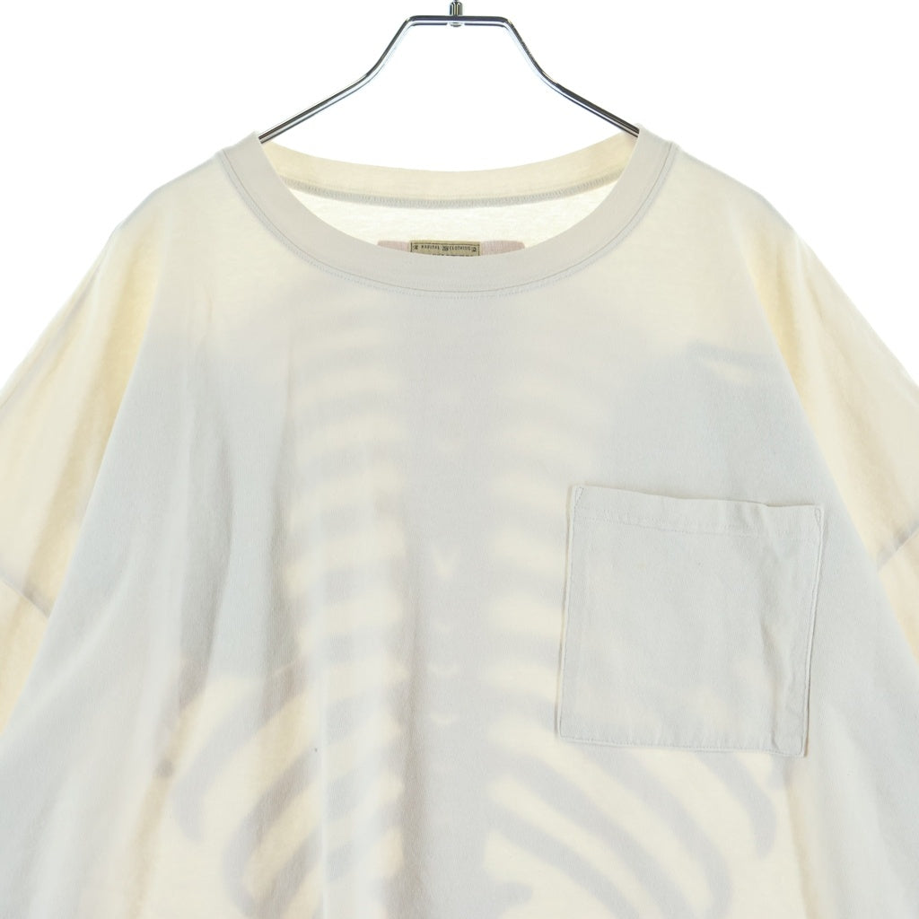 KAPITAL(キャピタル) 2TONE BONE TEE 天竺 2トーンバックボーンプリントクルーネック半袖Tシャツカットソー ホワイト EK-1112