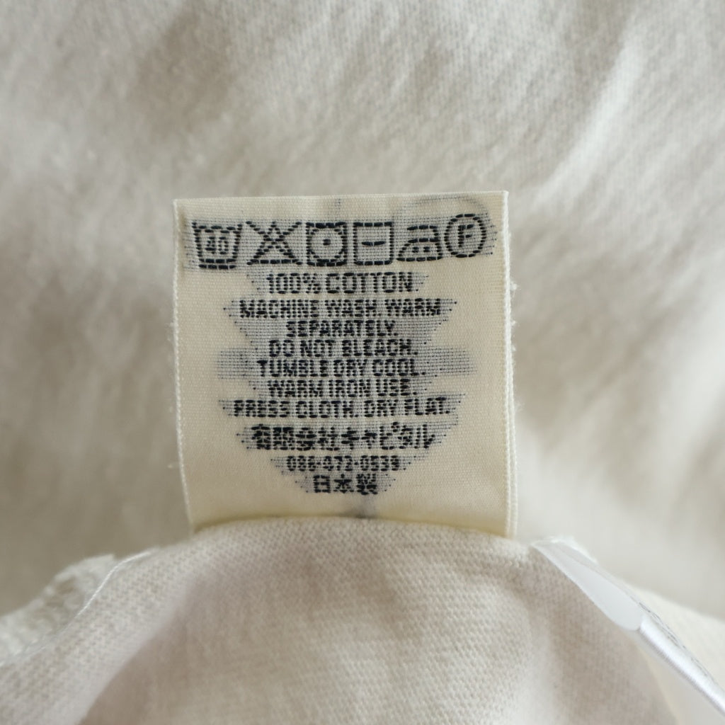 KAPITAL(キャピタル) 2TONE BONE TEE 天竺 2トーンバックボーンプリントクルーネック半袖Tシャツカットソー ホワイト EK-1112