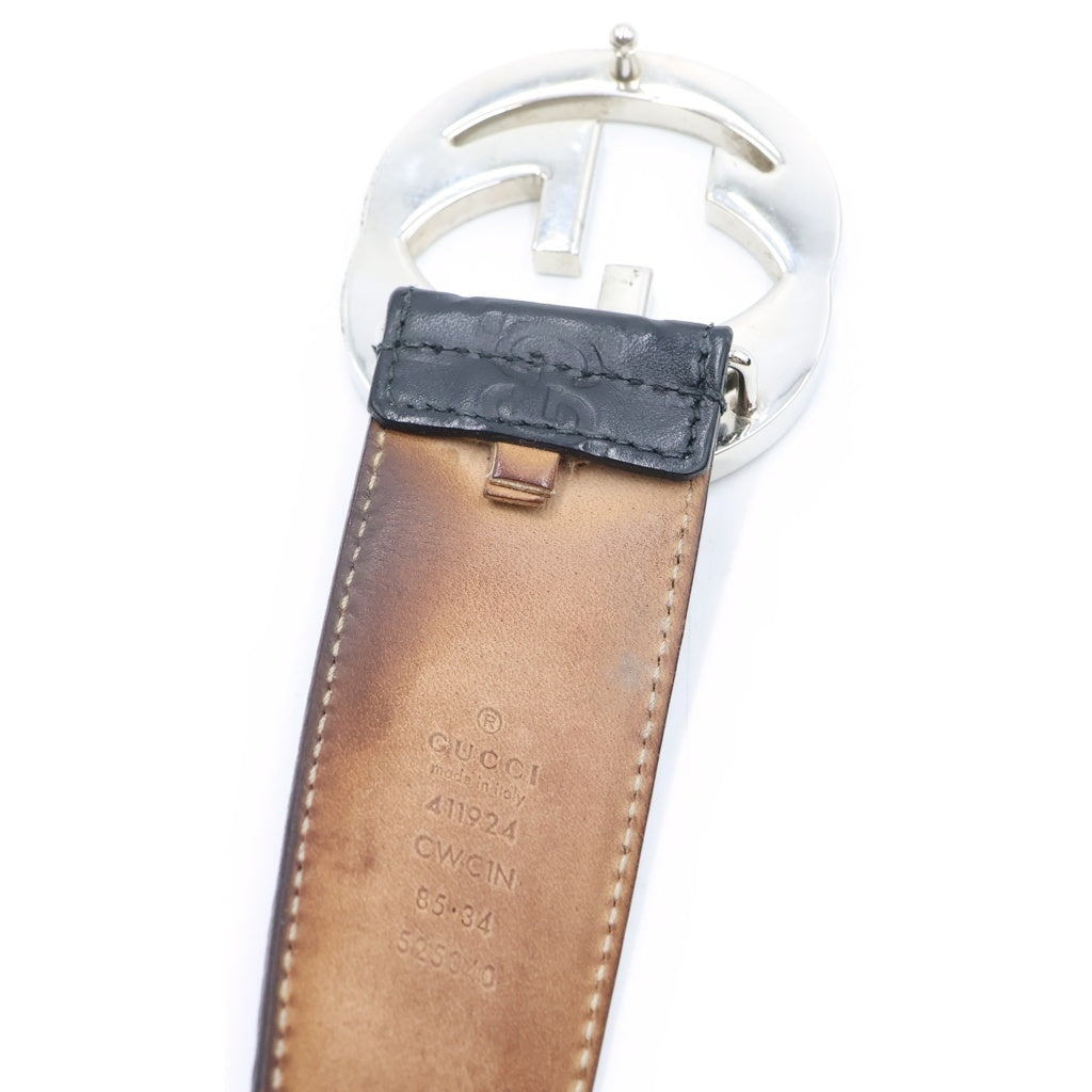 GUCCI(グッチ) インターロッキングG レザー ベルト ブラック 525040 レディース