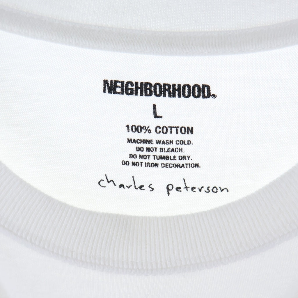 NEIGHBORHOOD(ネイバーフッド) 25AW ×Charles Peterson Kurt Cobain Photo T-shirt チャールズ ピーターソン カートコバーン フォトプリント クルーネック半袖Tシャツカットソー ホワイト