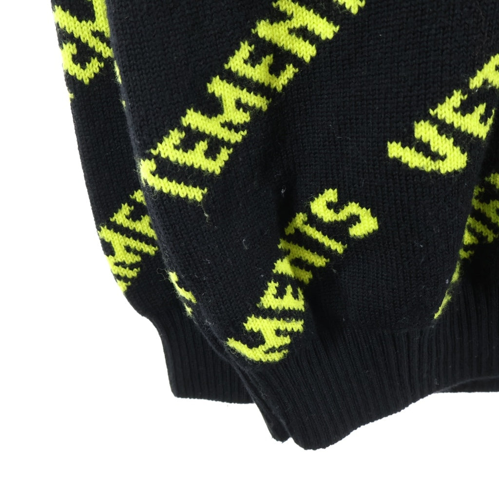 VETEMENTS(ヴェトモン) 22AW ロゴ総柄 ジャガード クルーネック長袖ニット セーター ブラック UA53KN300Y