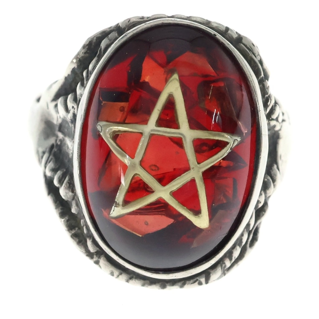ALEX STREETER(アレックスストリーター) Angel Heart Ring エンジェルハートリング スターカスタム アンバー シルバー/レッド
