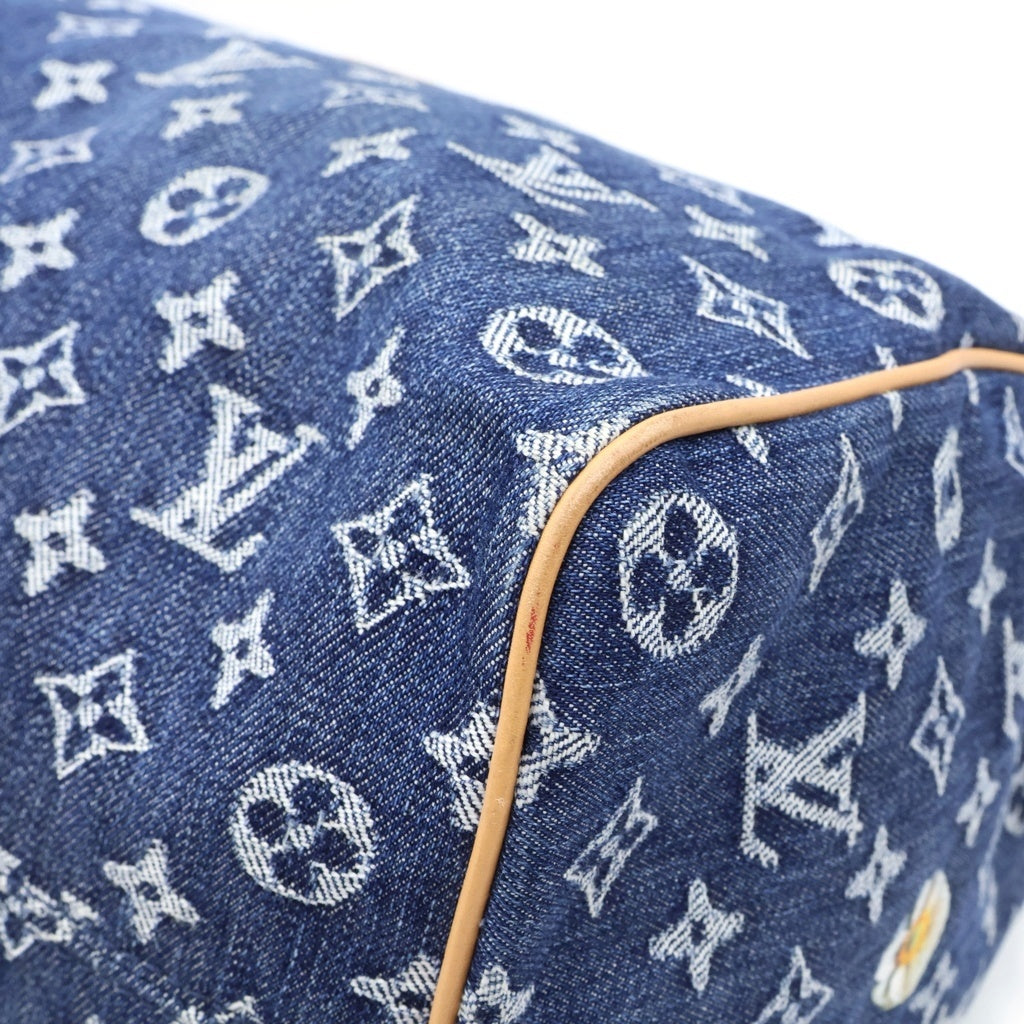 LOUIS VUITTON(ルイヴィトン) モノグラム フラワーデニム スピーディーバンドリエール30 デニム レザー 2WAY ハンドバッグ ショルダーバッグ ボストンバッグ ブルー M27556 レディース