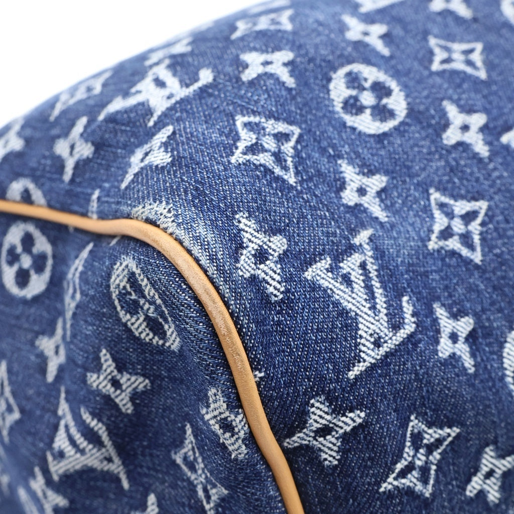 LOUIS VUITTON(ルイヴィトン) モノグラム フラワーデニム スピーディーバンドリエール30 デニム レザー 2WAY ハンドバッグ ショルダーバッグ ボストンバッグ ブルー M27556 レディース