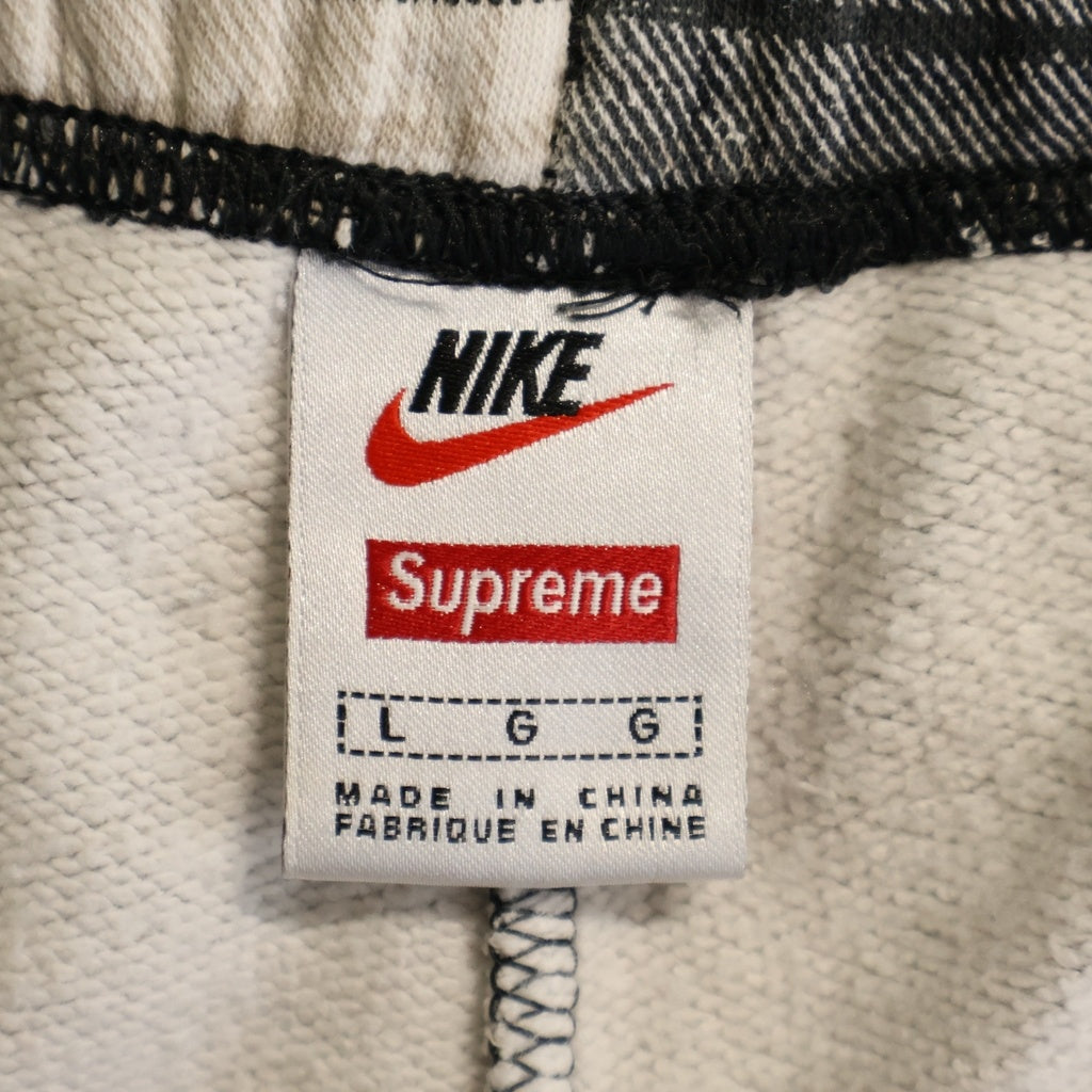SUPREME(シュプリーム) 18AW ×NIKE Plaid Sweat Shorts ナイキ プライドチェックスウェットショーツ ハーフパンツ ブラック/ホワイト AR5573-010