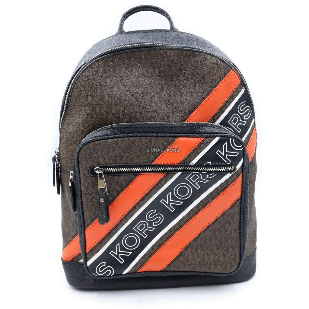 MICHAEL KORS(マイケルコース) Hudson Logo Embossed Stripe Backpack ハドソン ロゴ エンボス ストライプ バックパック リュックサック ブラウン 33F1LHDB8R レディース