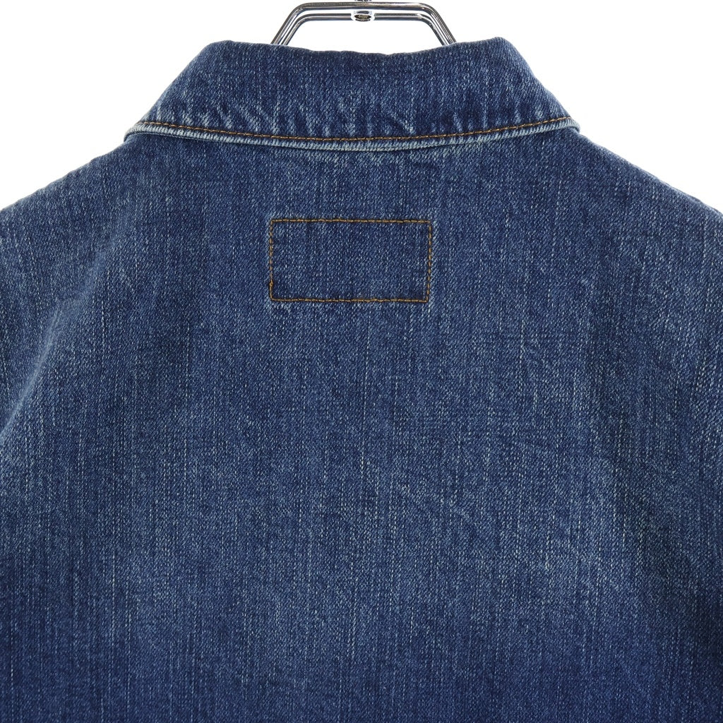 PRADA(プラダ) 23SS トライアングルロゴプレート ダメージ加工 半袖デニムシャツ インディゴ GEC067 S212 10GG