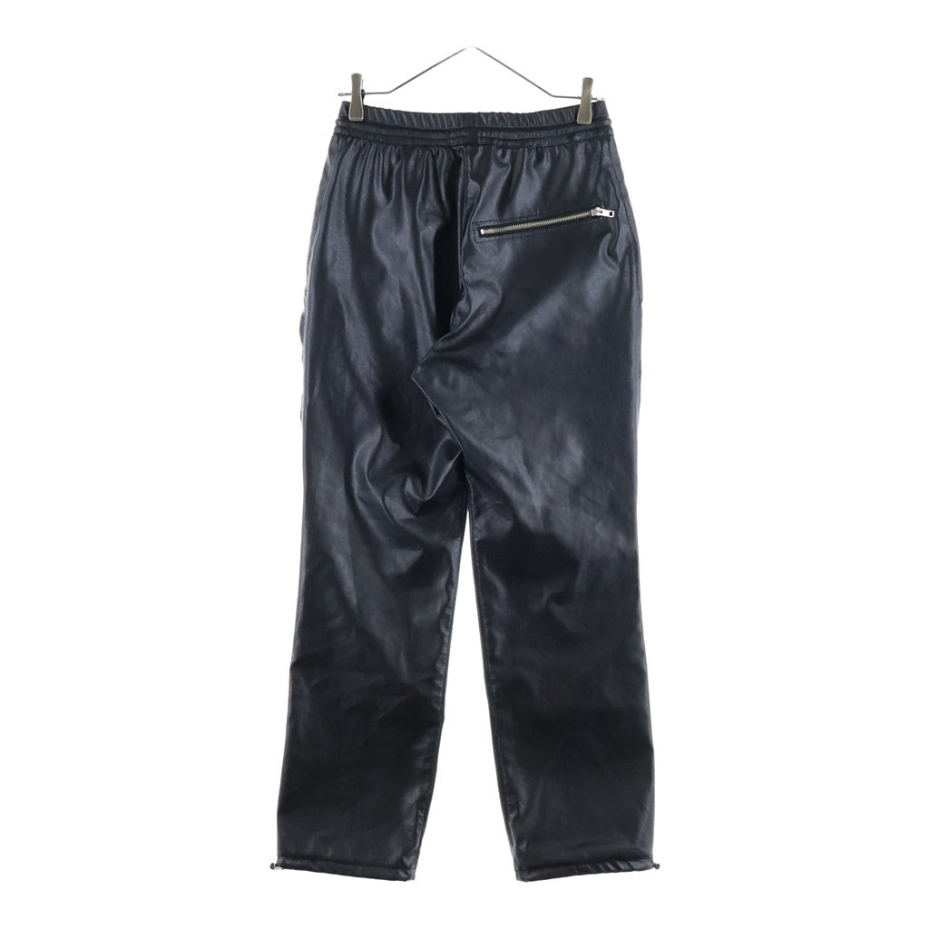 LAST NEST(ラスト ネスト) Embroidered Faux Leather Pants ドローコード付き フェイクレザーパンツ ブラック