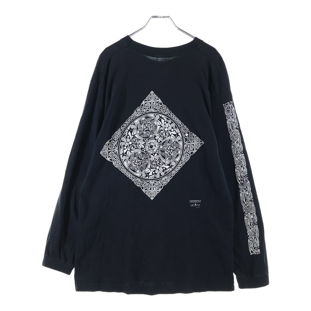 VINTAGE(ヴィンテージ) 90S FASHION VICTIM LONGSLEEVE TEE ファッション ヴィクティム 両面プリント クルーネック長袖Tシャツカットソー ロンT ブラック